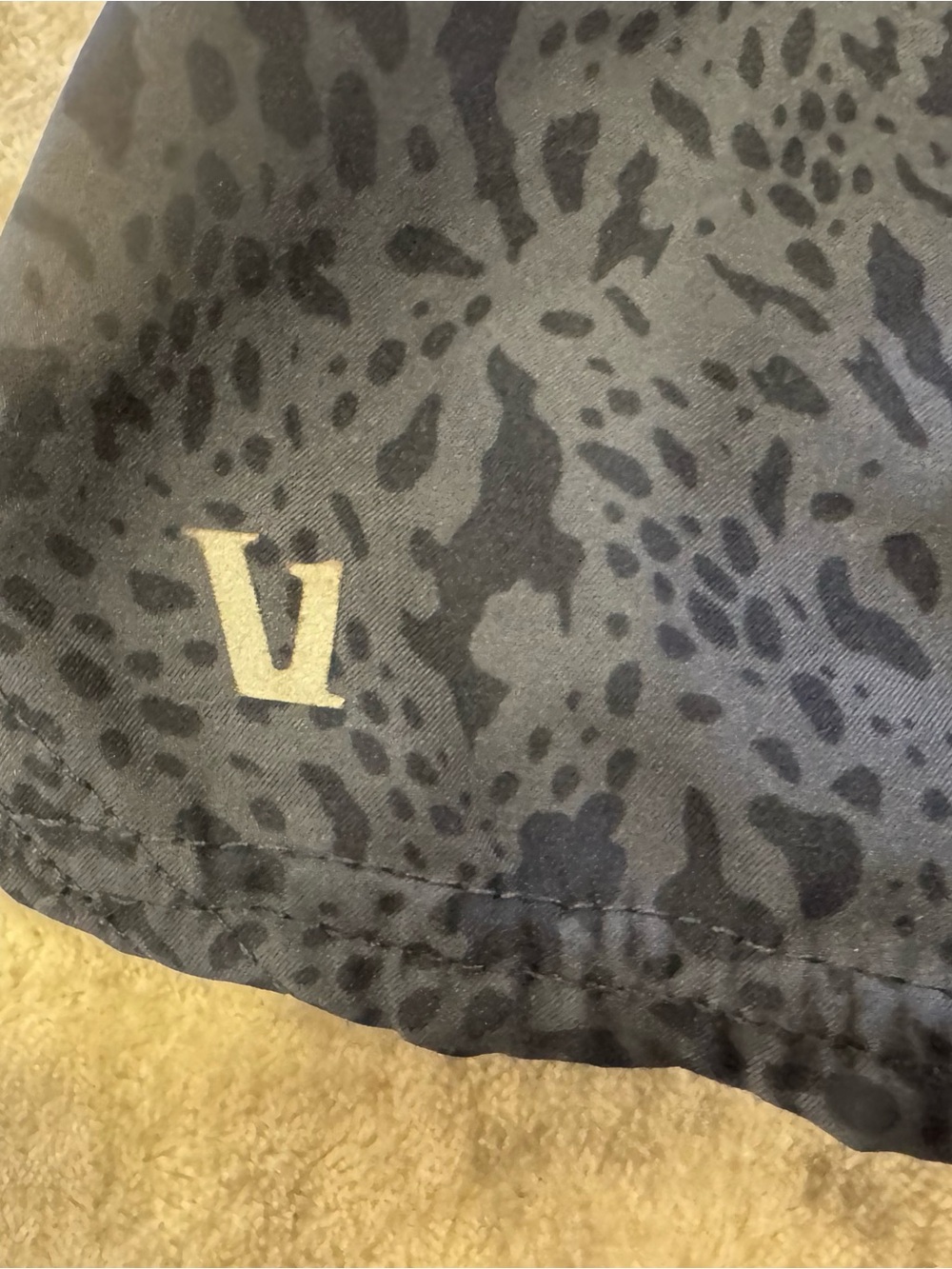 Vuori Charcoal Leopard-Print Shorts with Navy Trim - Picture 4 of 7